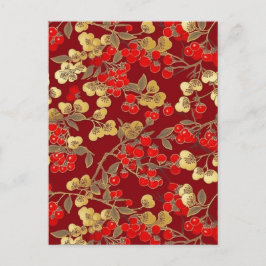 Postal Chiyogami de las Berries Rojas