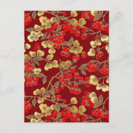 Postal Chiyogami de las Berries Rojas