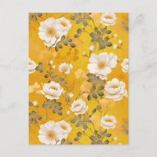 Postal Chiyogami de rosas blancas