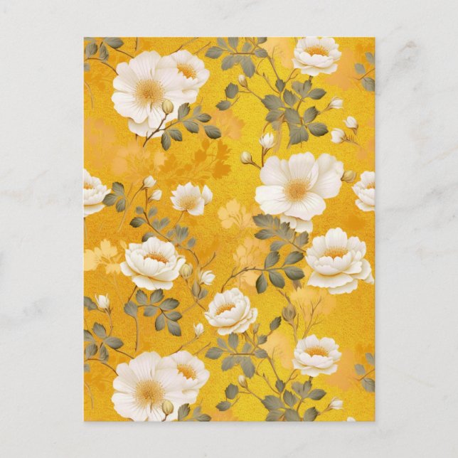 Postal Chiyogami de rosas blancas (Anverso)