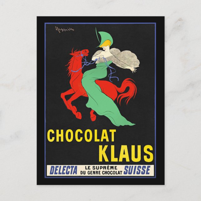 Postal Chocolat Klaus, poster publicitario vintage, (Anverso)
