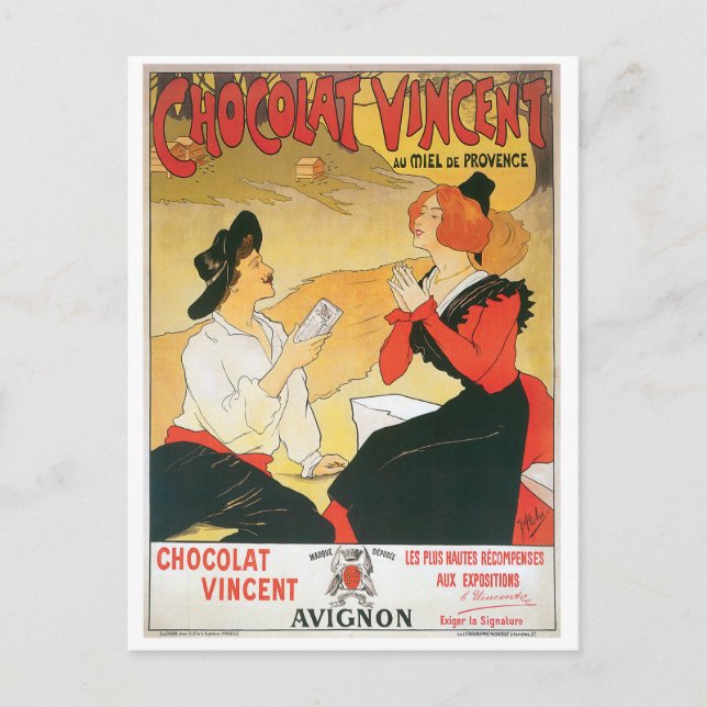Postal Chocolat Vincent Vintage Food And Art (Anverso)