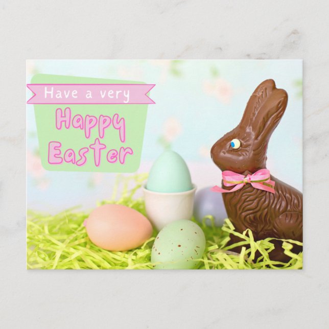 Postal Chocolate Bunny Happy Easter Postcard (Anverso)