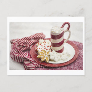 Postal Chocolate caliente con Navidades foto de cookies