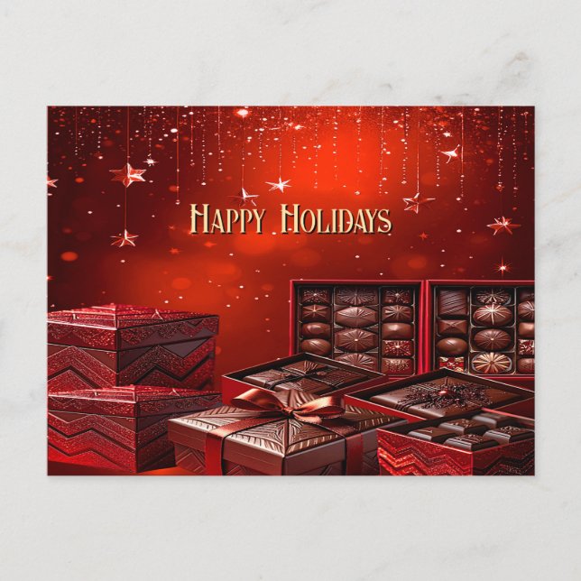 Postal Chocolate Candy Christmas Holiday Postcard (Anverso)