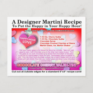 Postal Chocolate Cherry Valentine Martini Postcard