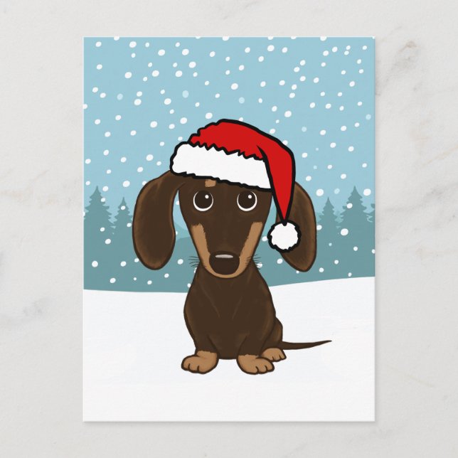 Postal Chocolate Dachshund Holiday Cute Wiener Dog Person (Anverso)