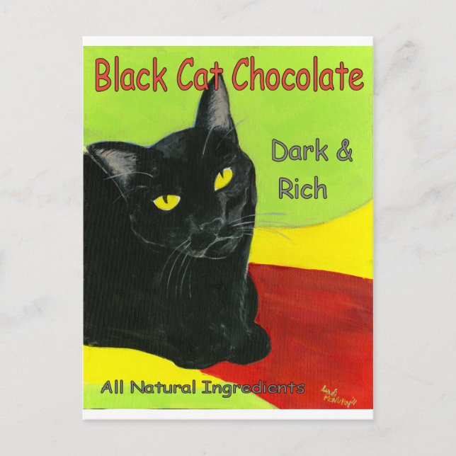 Postal Chocolate de gato negro, oscuro y rico (Anverso)