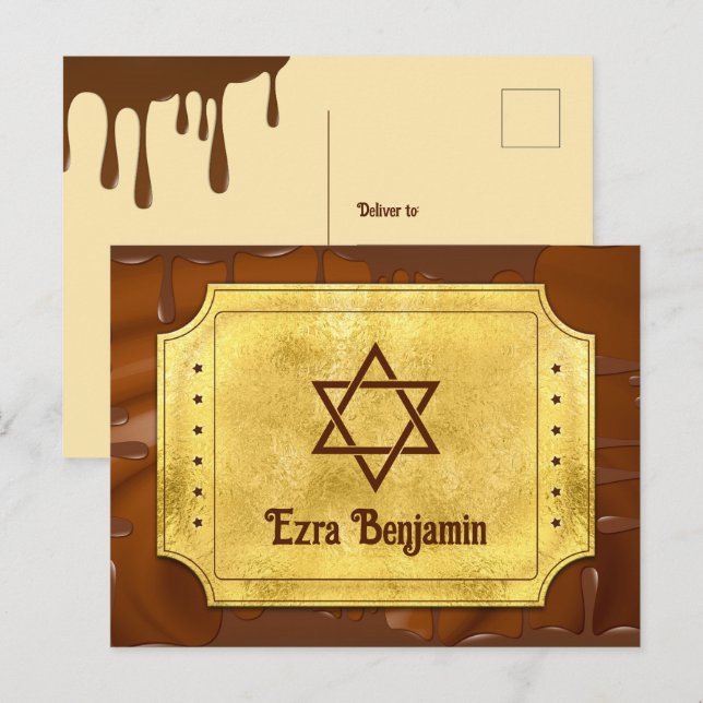Postal Chocolate Golden Ticket Bar Bat Mitzvah Gracias (Anverso / Reverso)