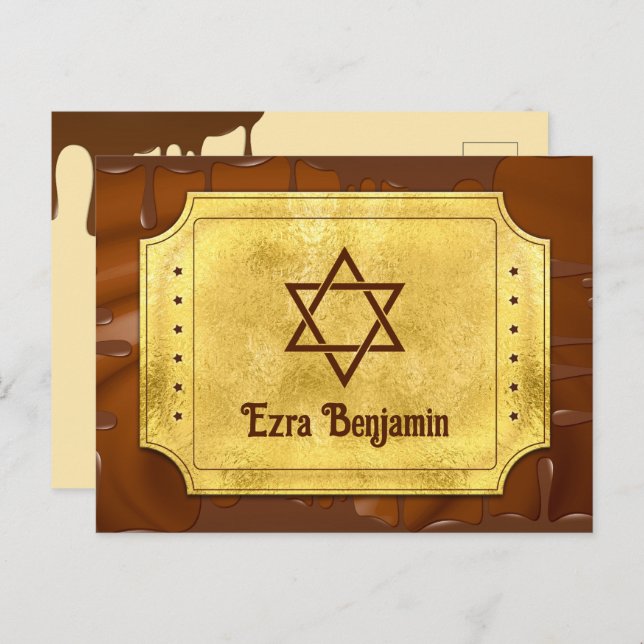 Postal Chocolate Golden Ticket Bar Mitzvah Agradecimiento (Anverso / Reverso)