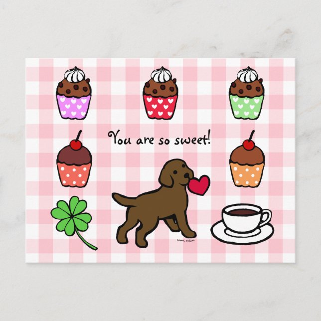 Postal Chocolate Lab Personalizado de corazón de cachorro (Anverso)