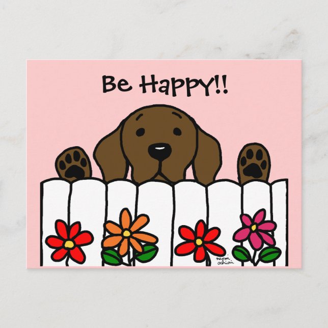 Postal Chocolate Labrador observándote (Anverso)