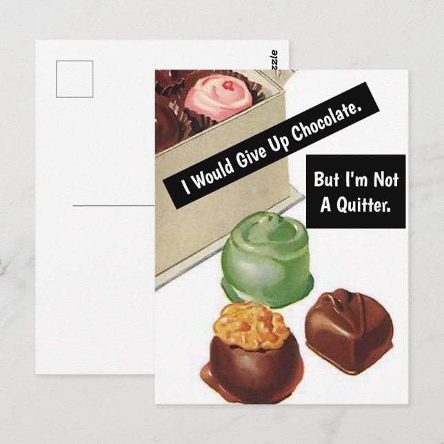 Postal Chocolate Lover, Funny Vintage Look Postcard (Anverso / Reverso)