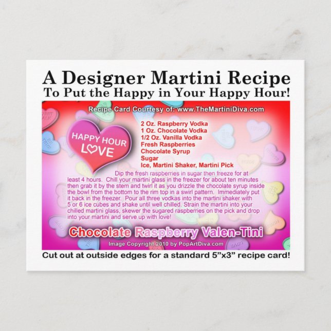 Postal Chocolate Raspberry Valentine Martini Postcard (Anverso)