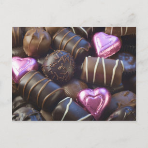 Postal chocolates con Relieve metalizado rosa
