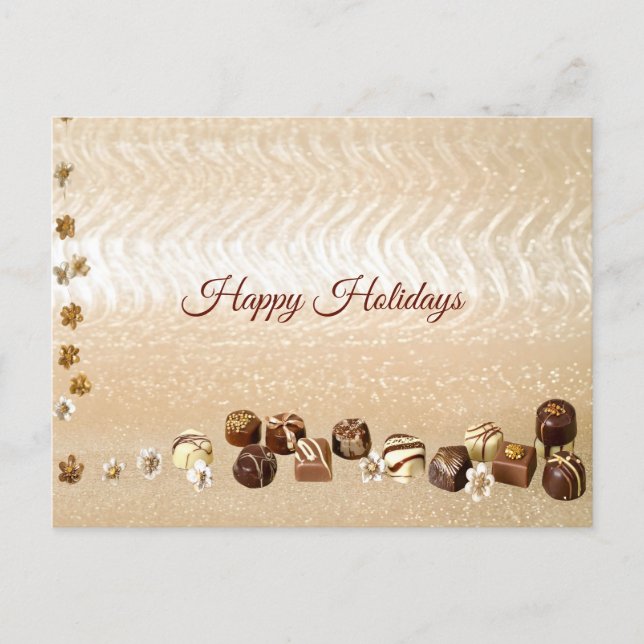 Postal Chocolates Surtidos con Flores Decorativas (Anverso)