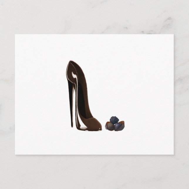 Postal Chocolates y zapatos de estilete (Anverso)