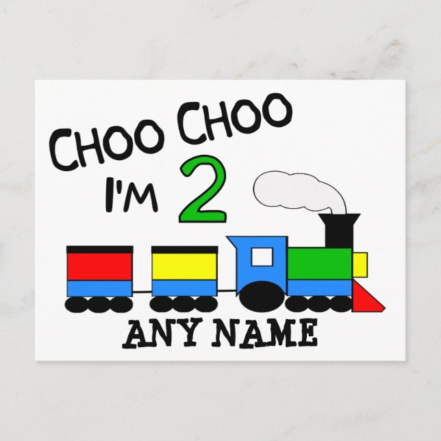Postal ¡Choo Choo tengo 2 años! Con TREN (Anverso)