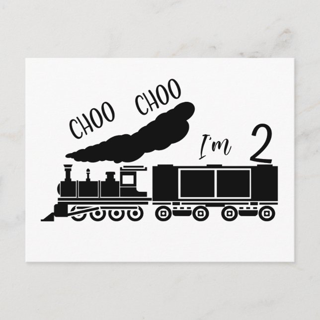 Postal Choo Choo Tengo 2, Cumpleaños número 2 Niño (Anverso)