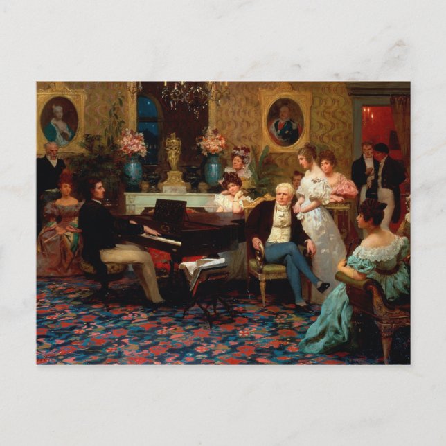 Postal Chopin jugando al piano (Anverso)