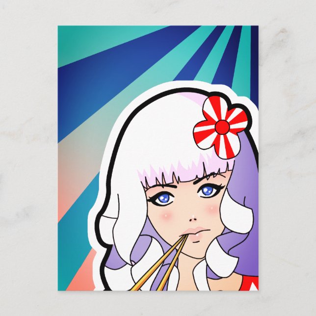 Postal Chopsticks Anime Chica (Anverso)