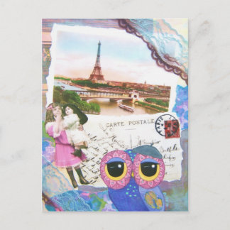 Postal Chouette Owl Va A París