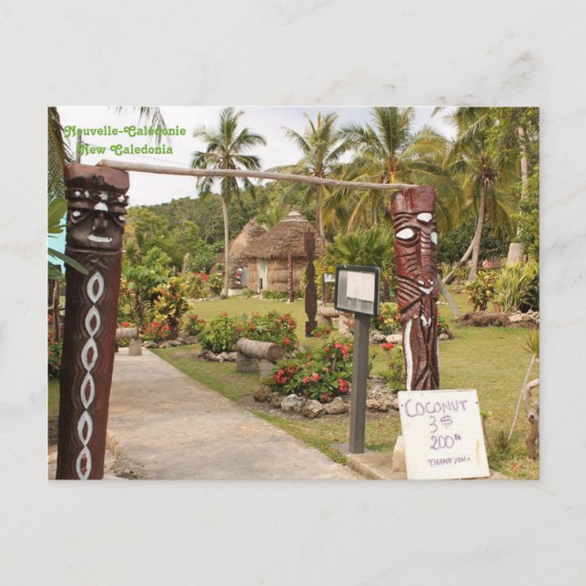 Postal Chozas tradicionales, isla de Lifou, Nueva (Anverso)