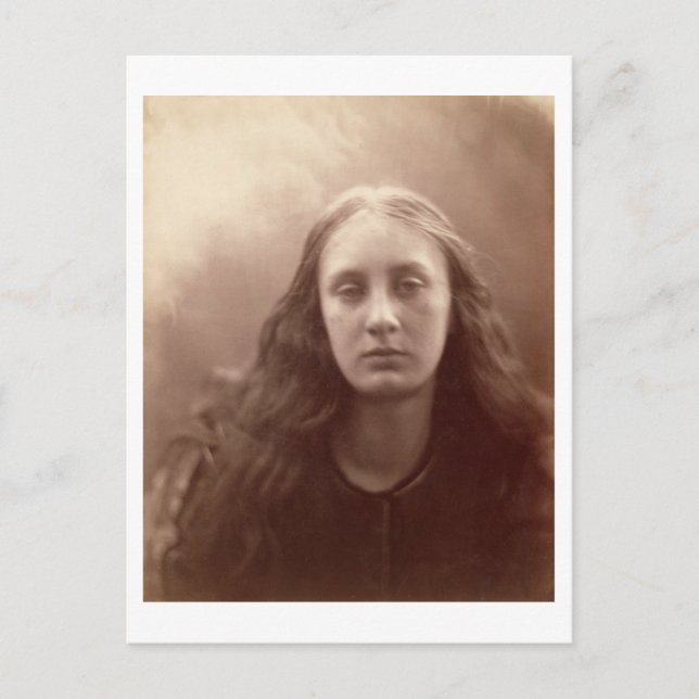 Postal Christabel, retrato de May Prinsep, c.1867 (sepia) (Anverso)