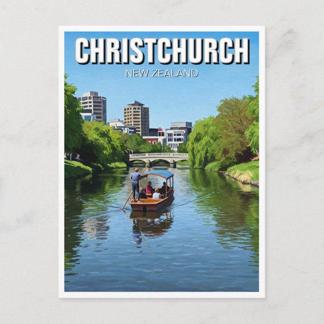 Postal Christchurch New Zealand Avon River Punting (Anverso)