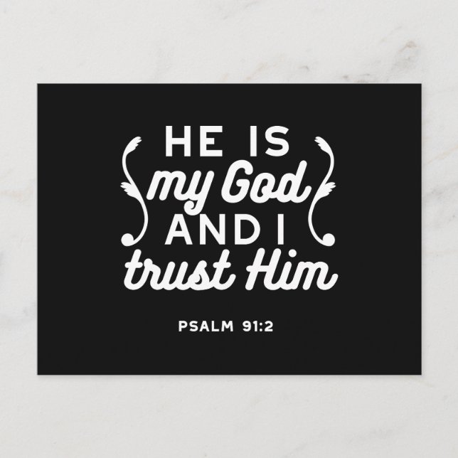 Postal Christian Faith Quote – Trust in God Psalm 91:2 (Anverso)