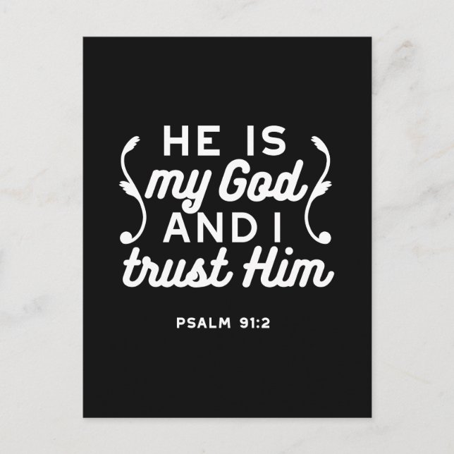 Postal Christian Faith Quote – Trust in God Psalm 91:2 (Anverso)