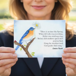 Postal Christina Rossetti "Spring" Poem with Bluebird