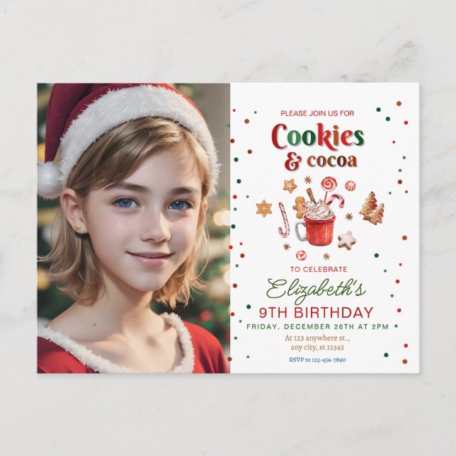 Postal Christmas birthday cookies and cocoa Festive (Anverso)
