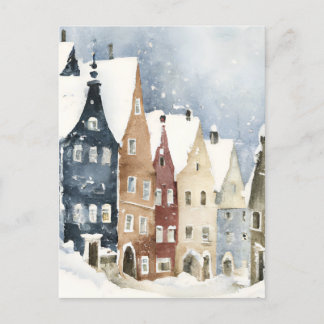 Postal Christmas Card Best Wishes Winter Town Snow Feiert