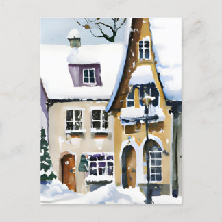 Postal Christmas Card Best Wishes Winter Town Snow Feiert