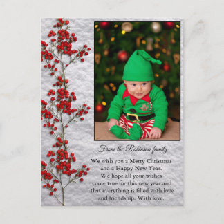 Postal Christmas Card With a Smiling and Happy Baby.