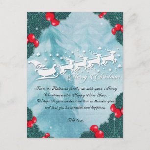 Postal Christmas Card With Santa's Reindeer