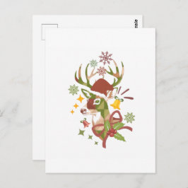 Postal Christmas Colorful Deer Design