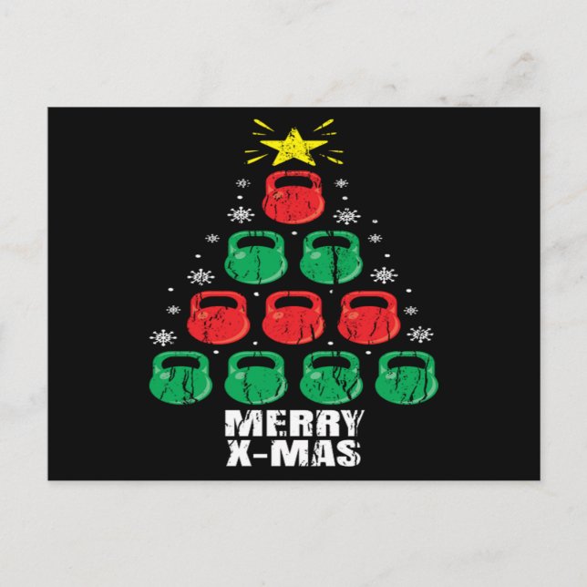 Postal Christmas Funny Kettlebells Tree Holiday Workout (Anverso)