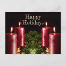 Postal Christmas Greeting Red Candles Winter Holidays