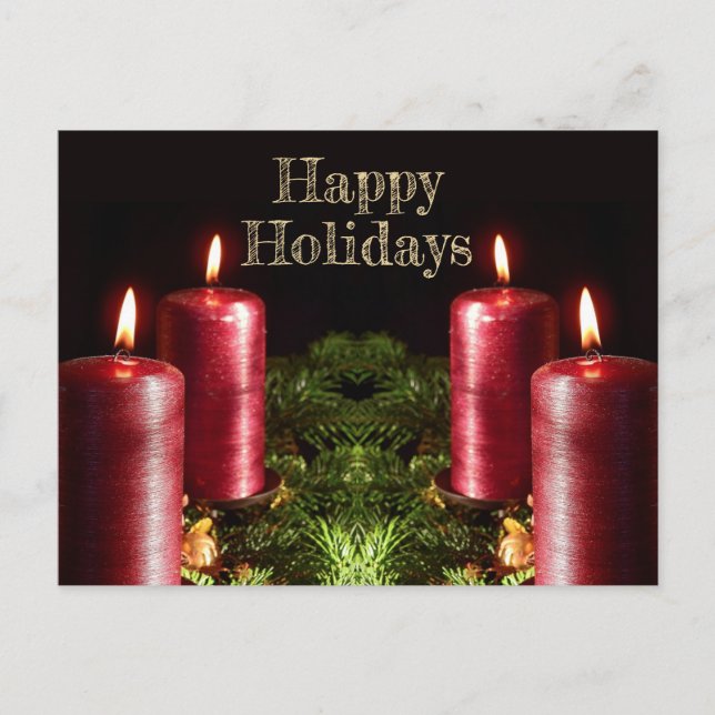 Postal Christmas Greeting Red Candles Winter Holidays (Anverso)
