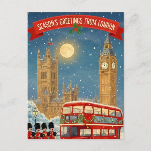 Postal Christmas in London Greeting Card (Anverso)