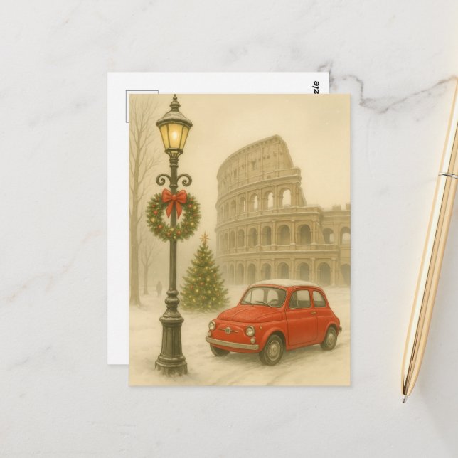 Postal Christmas in Rome Italy – Holiday Art Gift  (Anverso/Reverso In Situ)