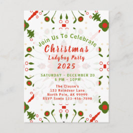 Postal Christmas Ladybug Party Red White Green