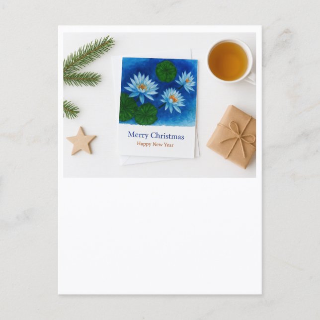 Postal Christmas Lotus Postcard – Merry Christmas & Happy (Anverso)
