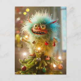 Postal Christmas monster at Christmass tree