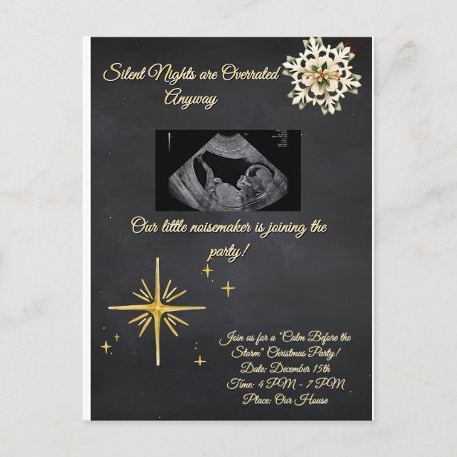 Postal Christmas Pregnancy Chalkboard Invitation  (Anverso)