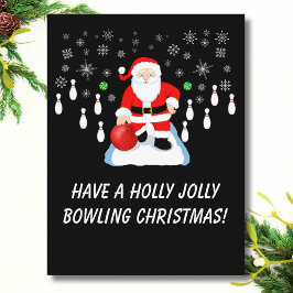 Postal Christmas Santa's Bowling Holly Jolly Fun
