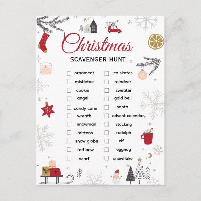 Postal Christmas Scavenger Hunt Checklist Art (Anverso)