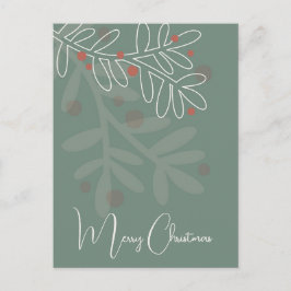 Postal Christmas simple abstract floral mistletoe